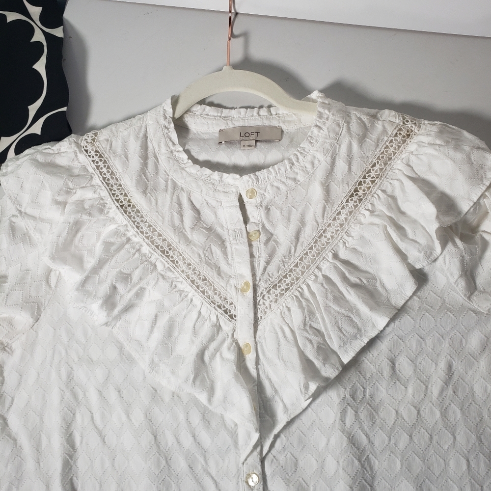 Loft Victorian Revival Buttondown Prarie Ruffle Jacquard Castlecore Cos Theater View 4